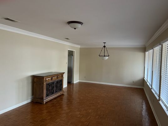 Empty room, Interior, Pendant Lights, Wood Texture Flooring