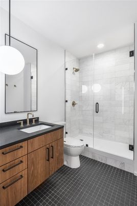 Bathroom, Glass Shower, Interior, Recessed Lighting
