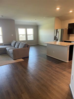 Interior, Kitchen, Living room, Recessed Lighting, Wood Texture Flooring