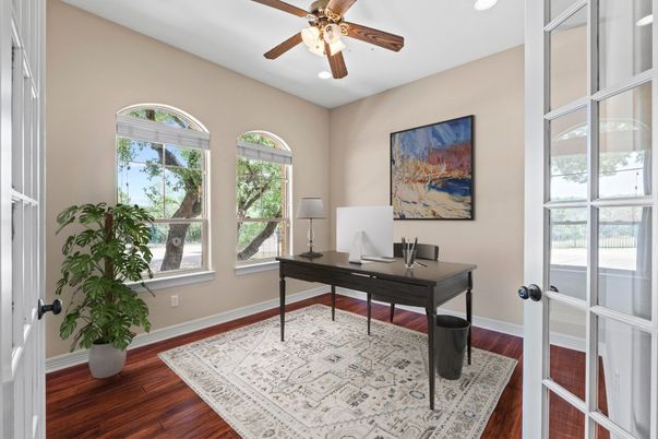 Home Office, Interior, Recessed Lighting, Wood Texture Flooring