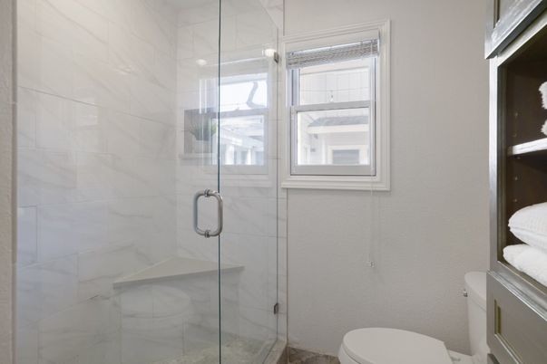Bathroom, Glass Shower, Interior, Marble Walls