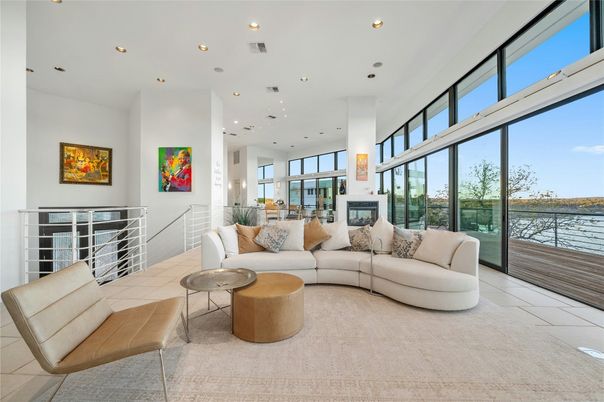 Fireplace, Interior, Living room, Recessed Lighting, Water