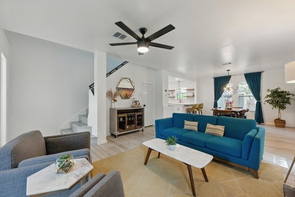 Chandelier, Dining room, Interior, Kitchen, Living room, Pendant Lights, Wood Texture Flooring