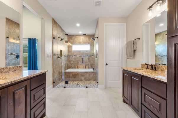 Bathroom, Dual Sink Vanities, Glass Shower, Interior, Recessed Lighting