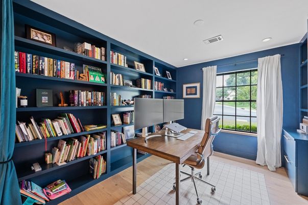 Home Office, Interior, Recessed Lighting, Wood Texture Flooring
