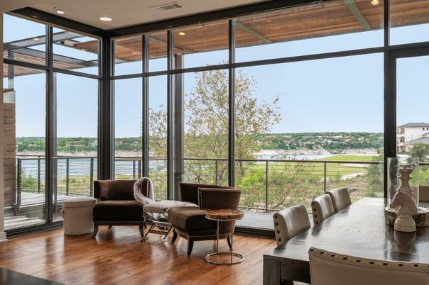 Dining room, Interior, Recessed Lighting, Sun Room, Wooden Ceilings, Wood Texture Flooring