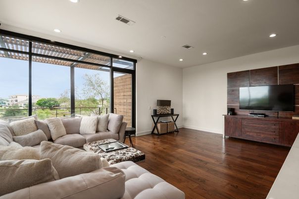 Interior, Living room, Recessed Lighting, Wood Texture Flooring
