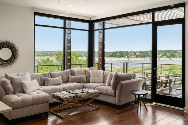 Interior, Living room, Recessed Lighting, Water, Wood Texture Flooring