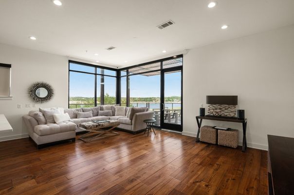 Interior, Living room, Recessed Lighting, Wood Texture Flooring