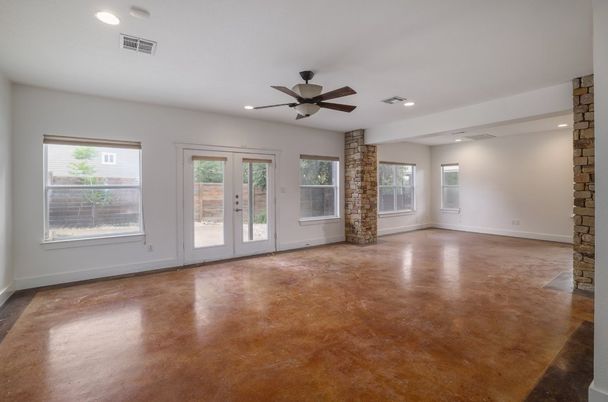 Empty room, Fireplace, Interior, Recessed Lighting