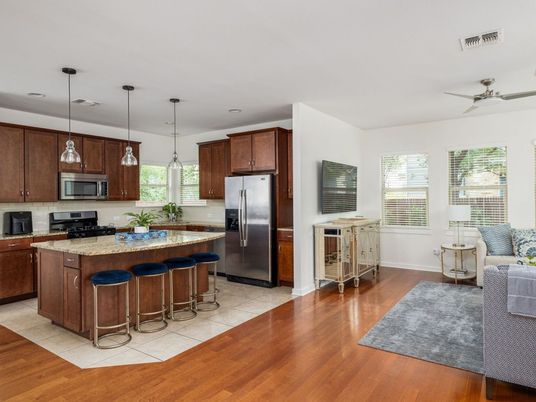 Interior, Kitchen, Pendant Lights, Wood Texture Flooring