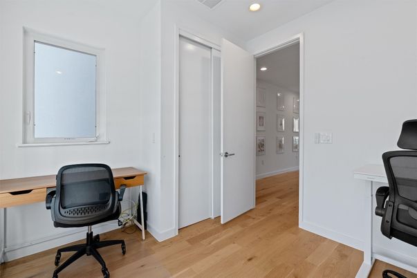 Home Office, Interior, Recessed Lighting, Wood Texture Flooring