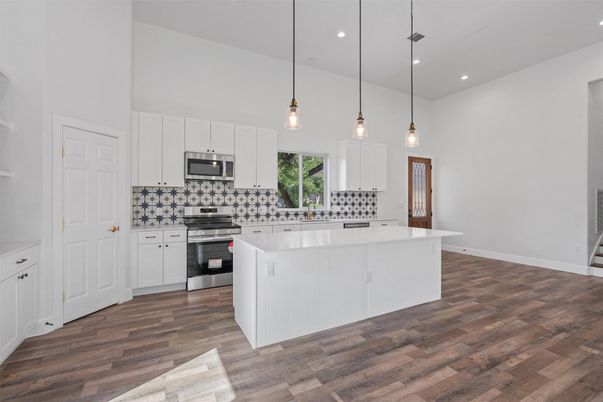 Interior, Kitchen, Stainless Steel Appliances, Wood Texture Flooring