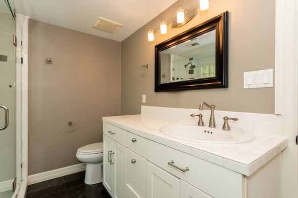 Bathroom, Glass Shower, Interior, Tile Countertops