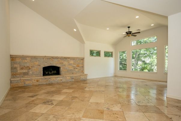 Empty room, Fireplace, Interior, Recessed Lighting
