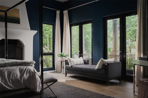 Bedroom, Fireplace, Interior, Wood Texture Flooring