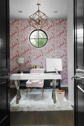 Chandelier, Home Office, Interior, Wood Texture Flooring