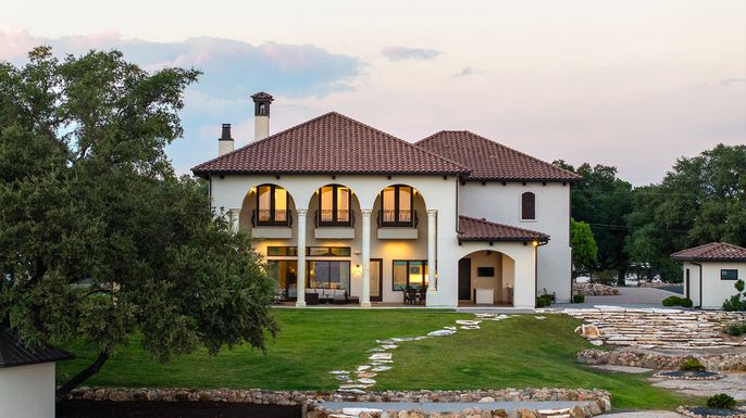 Backyard, Exterior, Facade, Mediterranean