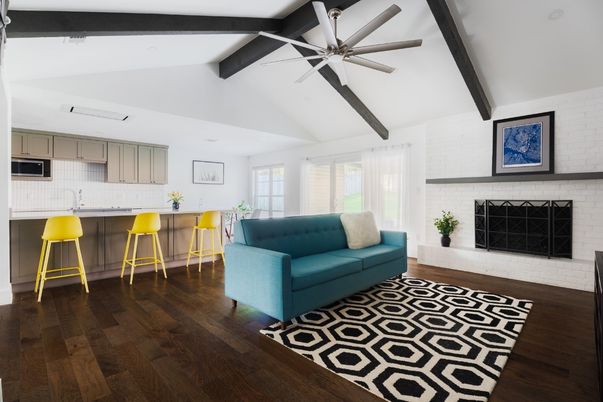 Fireplace, Interior, Kitchen, Wooden Beams, Wood Texture Flooring
