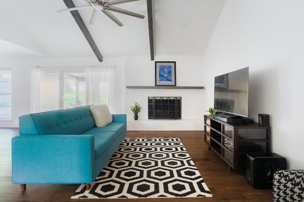 Fireplace, Interior, Living room, Wooden Beams, Wood Texture Flooring