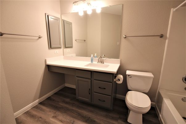 Bathroom, Dual Sink Vanities, Interior, Wood Texture Flooring