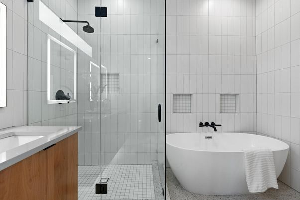 Bathroom, Free Standing Baths, Glass Shower, Interior