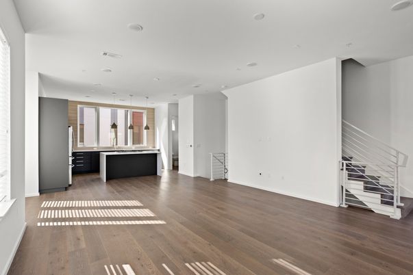Interior, Kitchen, Pendant Lights, Recessed Lighting, Wood Texture Flooring
