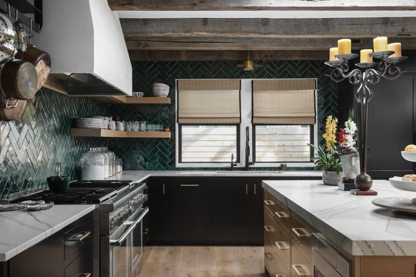 Chandelier, Interior, Kitchen, Stainless Steel Appliances, Wood Texture Flooring