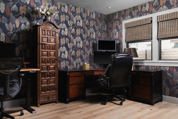 Home Office, Interior, Recessed Lighting, Wood Texture Flooring