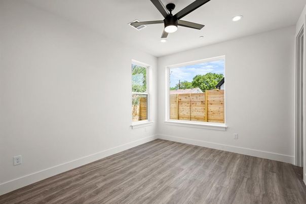 Empty room, Interior, Recessed Lighting, Wood Texture Flooring