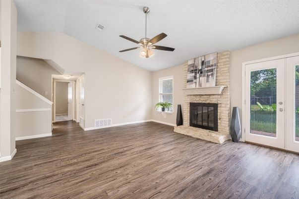 Empty room, Fireplace, Interior, Wood Texture Flooring