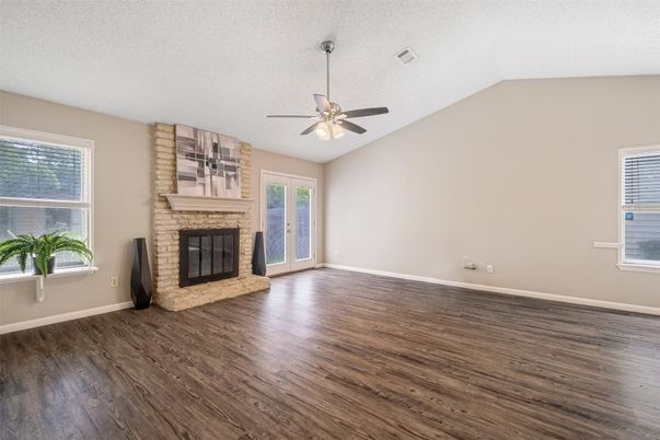 Empty room, Fireplace, Interior, Wood Texture Flooring
