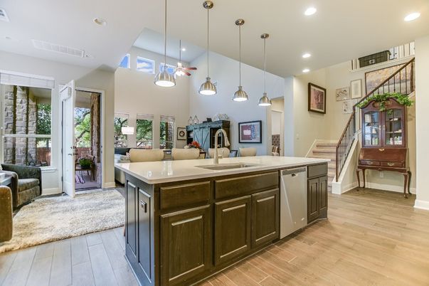 Interior, Kitchen, Pendant Lights, Recessed Lighting, Wood Texture Flooring