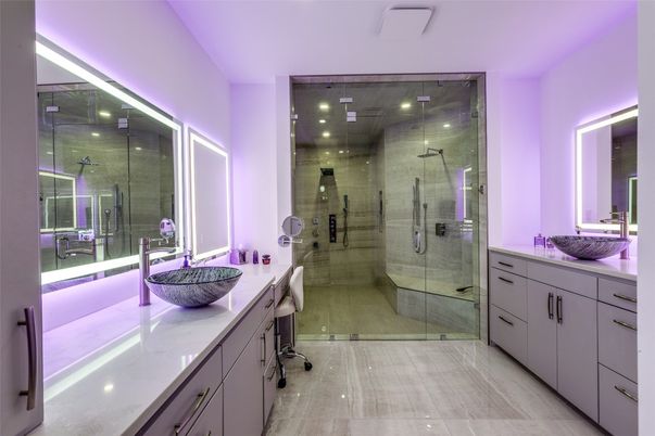 Bathroom, Glass Shower, Interior, Recessed Lighting