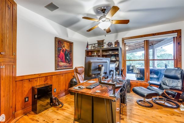 Home Office, Interior, Wood Texture Flooring, Wooden Walls