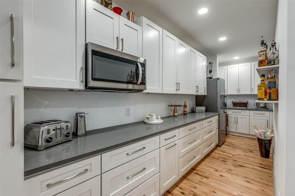 Interior, Kitchen, Recessed Lighting, Wood Texture Flooring