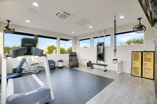 Fitness Equipment, Interior, Recessed Lighting, Wood Texture Flooring