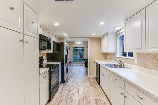 Interior, Kitchen, Recessed Lighting, Wood Texture Flooring
