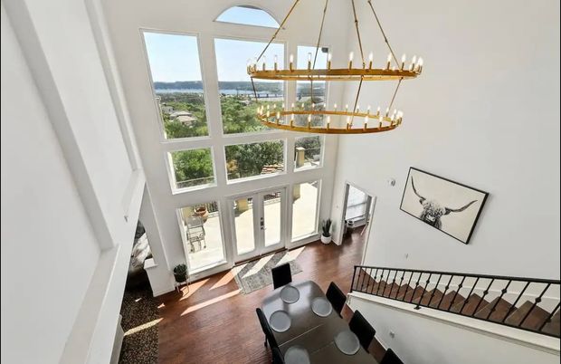 Chandelier, Interior, Pendant Lights, Wood Texture Flooring