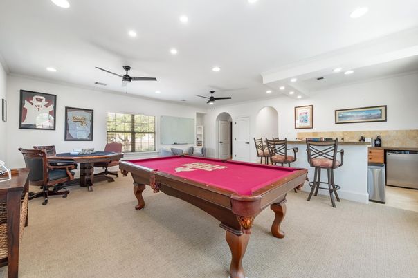 Billiard Table, Game Room, Interior, Recessed Lighting