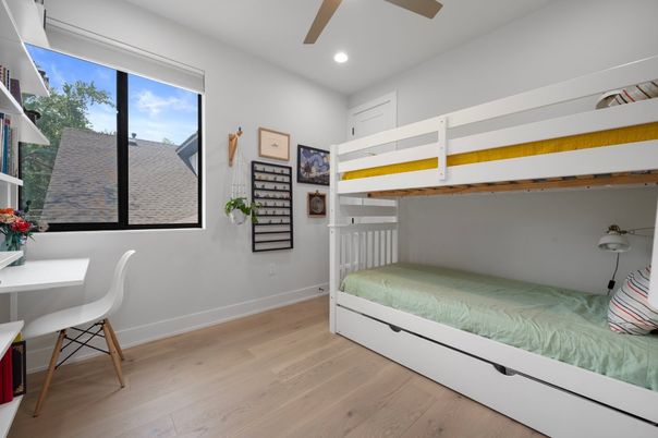 Bedroom, Home Office, Interior, Recessed Lighting, Wood Texture Flooring