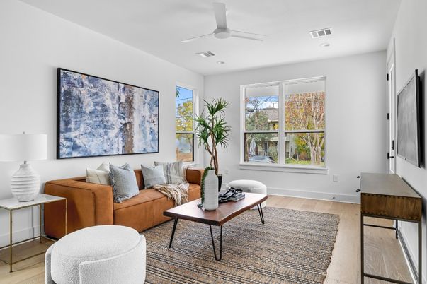 Interior, Living room, Recessed Lighting, Wood Texture Flooring