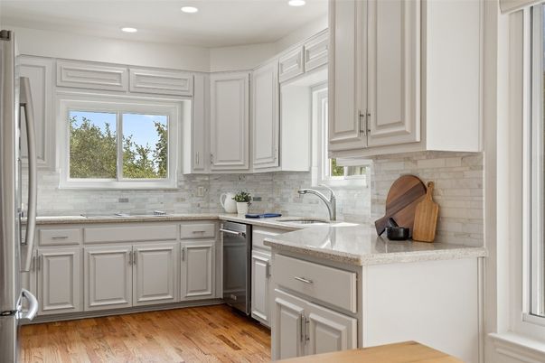 Interior, Kitchen, Recessed Lighting, Wood Texture Flooring