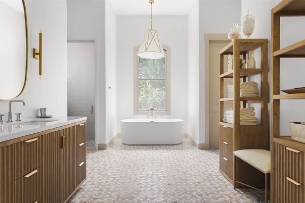 Bathroom, Free Standing Baths, Interior, Pendant Lights