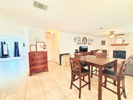 Dining room, Fireplace, Interior, Stone Walls