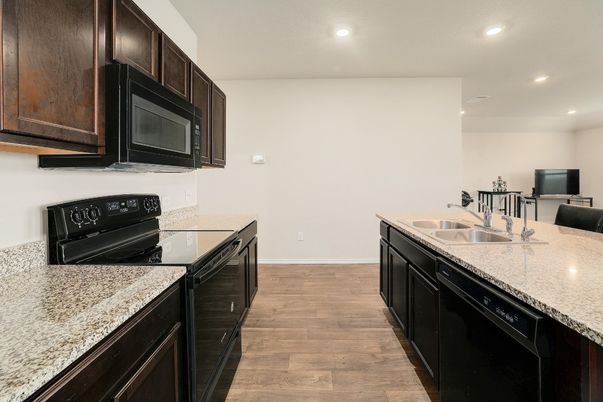 Interior, Kitchen, Recessed Lighting, Wood Texture Flooring