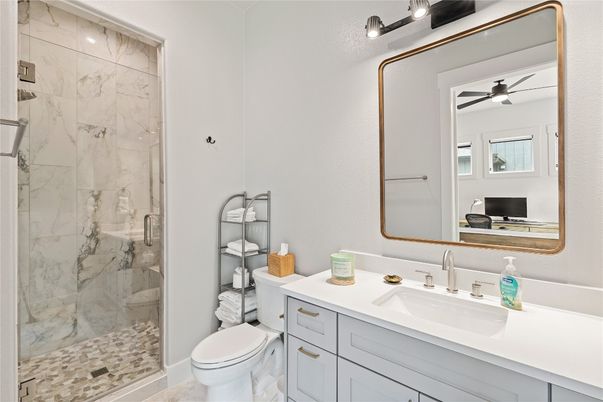 Bathroom, Glass Shower, Interior, Marble Walls