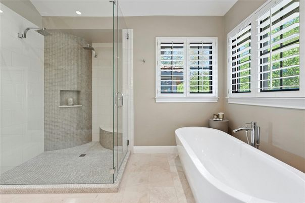 Bathroom, Glass Shower, Interior, Recessed Lighting