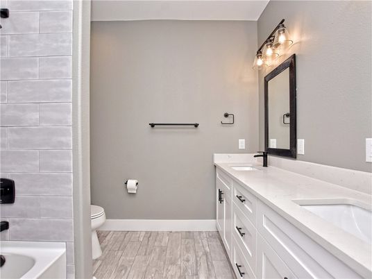 Bathroom, Dual Sink Vanities, Interior, Wood Texture Flooring