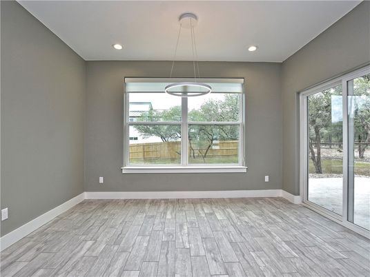 Empty room, Interior, Pendant Lights, Recessed Lighting, Wood Texture Flooring